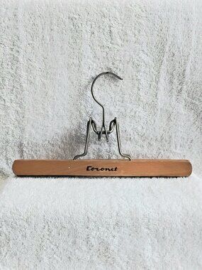 Vintage 10" Beautiful Wood & Metal Coronet Clamping Garment Hanger!!